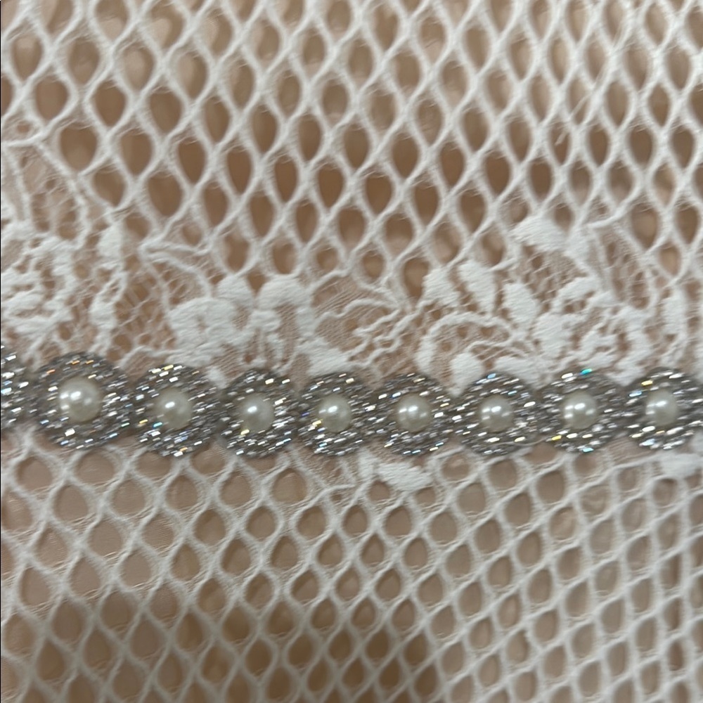 City Triangles Cream Mini Dress lined rhinestones prom - Picture 5 of 12